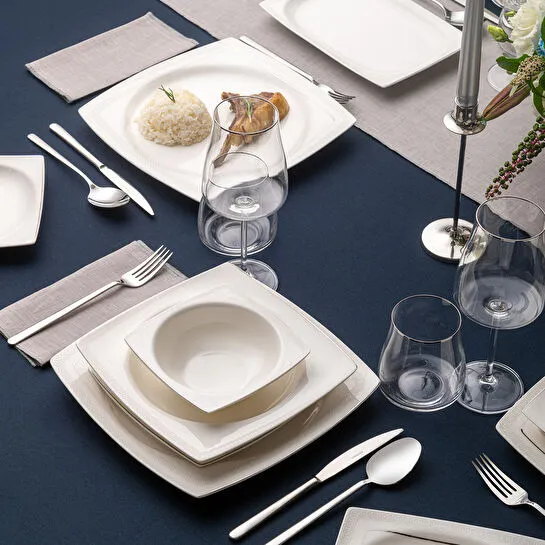 Emsan Zencerek Fine Bone 60 Parça 12 Kişilik Kare Yemek Takımı 