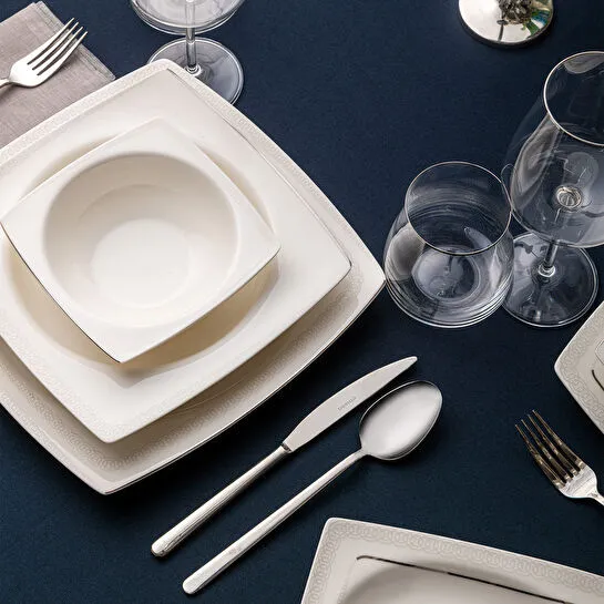 Emsan Zencerek Fine Bone 60 Parça 12 Kişilik Kare Yemek Takımı 