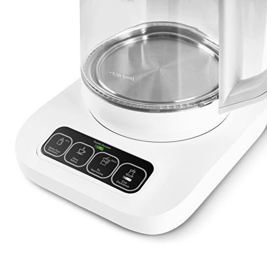 Karaca Çaysever Robotea Pro Connect 4 in 1 Konuşan Cam Çay Makinesi Matte White