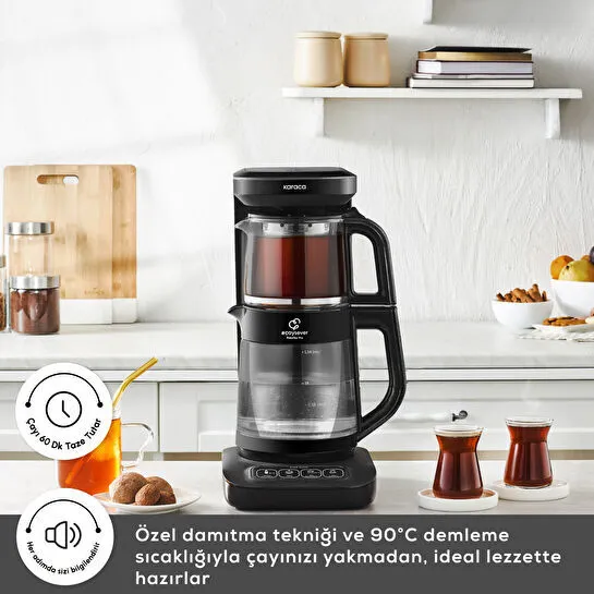 Karaca Çaysever Robotea Pro Connect 4 in 1 Konuşan Cam Çay Makinesi Graphite