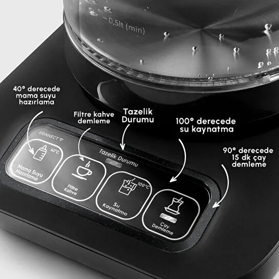 Karaca Çaysever Robotea Pro Connect 4 in 1 Konuşan Cam Çay Makinesi Graphite