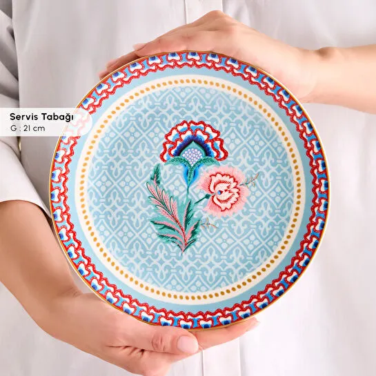 Karaca Forever Bone Spello 26 Parça 6 Kişilik Kahvaltı Takımı Blue