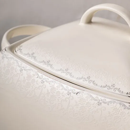 Emsan Fine Bone Yeni Lotus 61 Parça 12 Kişilik Kare Yemek Takımı