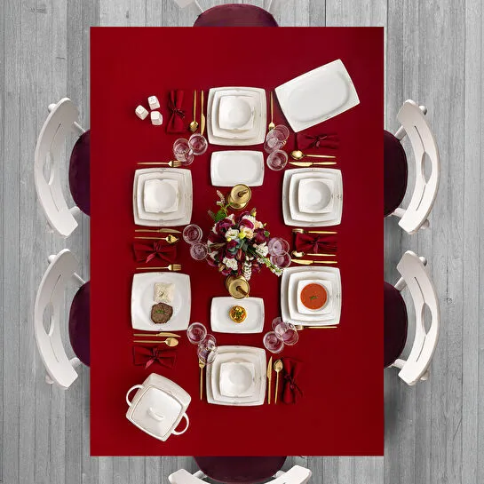 Emsan Fine Bone Estiva Gold 61 Parça 12 Kişilik Kare Yemek Takımı