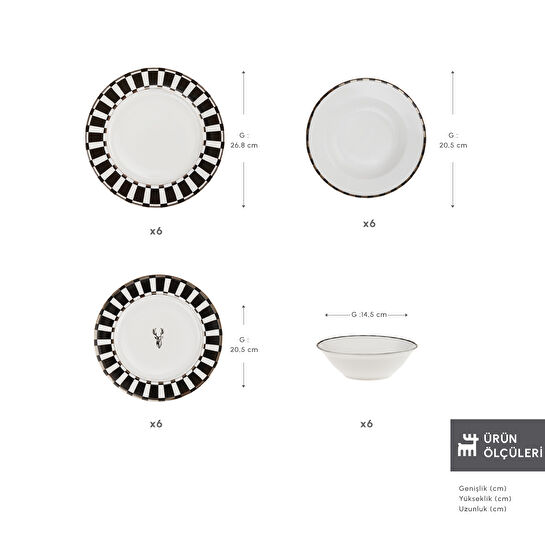 Karaca Elegance Bone Aries 24 Parça 6 Kişilik Yemek Takımı