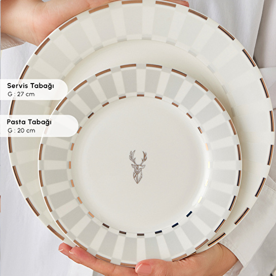 Karaca Elegance Bone Aries Metalic 24 Parça 6 Kişilik Yemek Takımı