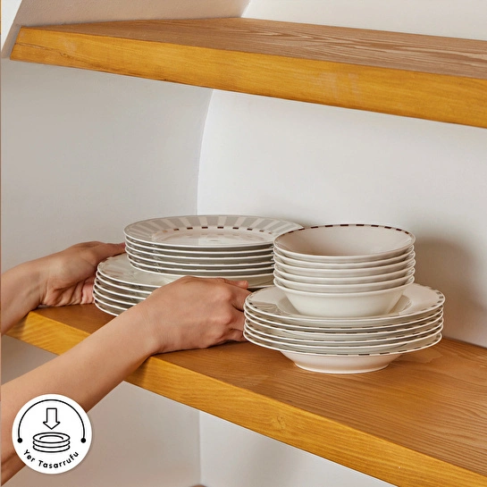 Karaca Elegance Bone Aries Metalic 24 Parça 6 Kişilik Yemek Takımı