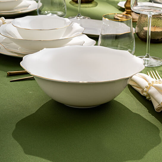 Emsan Maria Fine Bone 59 Parça 12 Kişilik Yuvarlak Yemek Takımı Gold