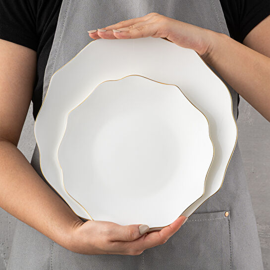 Emsan Maria Fine Bone 59 Parça 12 Kişilik Yuvarlak Yemek Takımı Gold