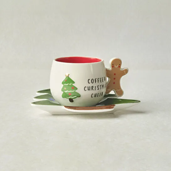 Karaca New Year Yılbaşı Çay Fincanı Ve Çam Ağacı Tabağı 180 ml