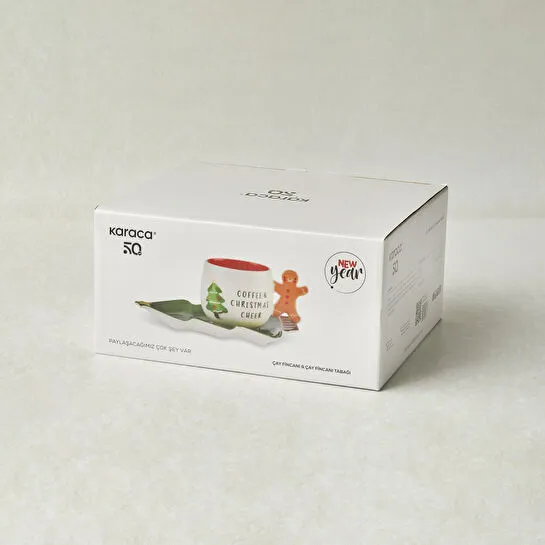 Karaca New Year Yılbaşı Çay Fincanı Ve Çam Ağacı Tabağı 180 ml