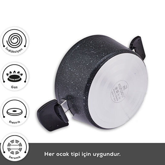 Karaca Biogranit Defne V2 7 Parça Tencere Seti ve Tava Siyah