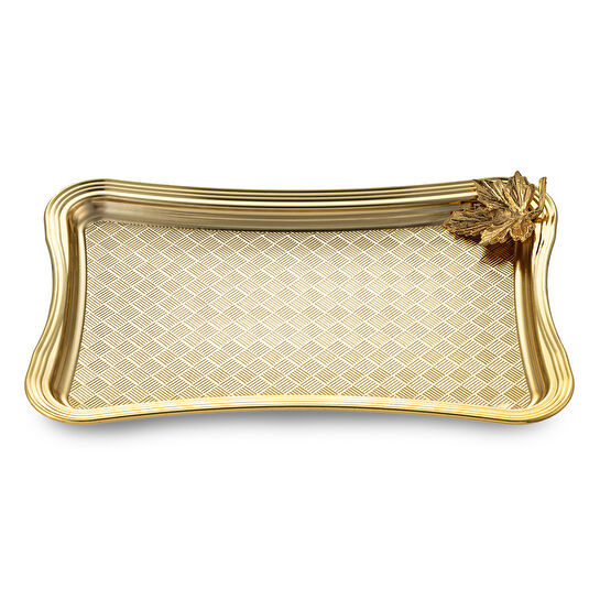 Emsan Leafy Dikdörtgen Tepsi Gold