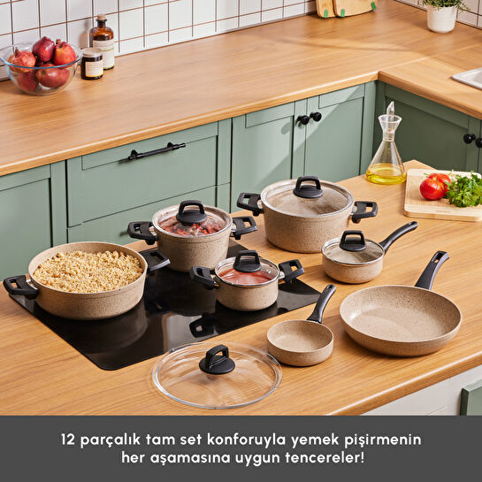 Karaca Biogranit Vincent 12 Parça Tencere Seti Kahverengi