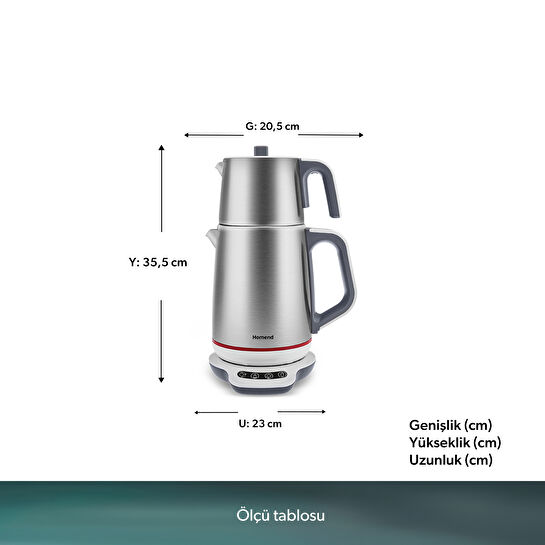 Homend Royaltea 1709H Dokunmatik Konuşan Çelik Çay Makinesi Inox