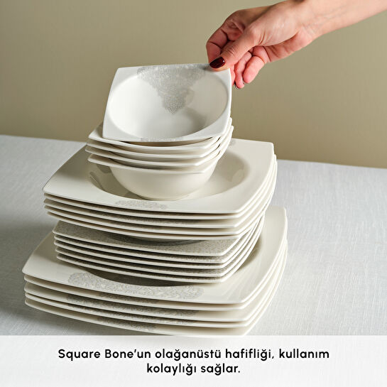 Karaca Square Bone Flava 24 Parça 6 Kişilik Yemek Takımı