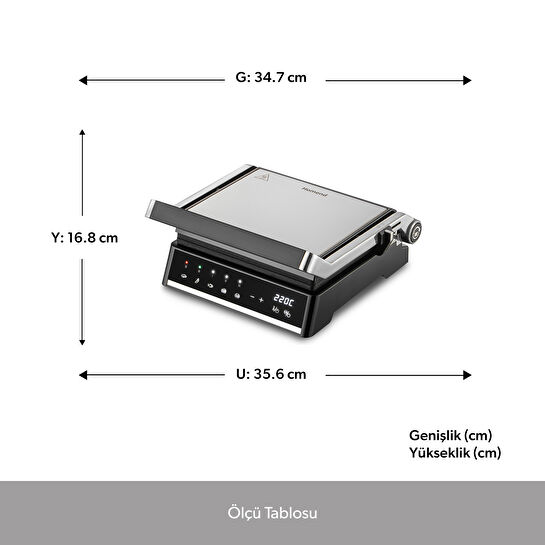 Homend Grilliant 1341H Inox Gövdeli, Döküm Plakalı, 5 Programlı, Led Ekranlı Tost ve Izgara Makinesi