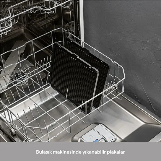 Homend Grilliant 1341H Inox Gövdeli, Döküm Plakalı, 5 Programlı, Led Ekranlı Tost ve Izgara Makinesi