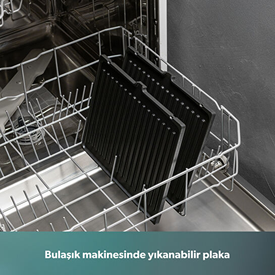 Homend Grilliant 1341H Inox Gövdeli, Döküm Plakalı, 5 Programlı, Led Ekranlı Tost ve Izgara Makinesi