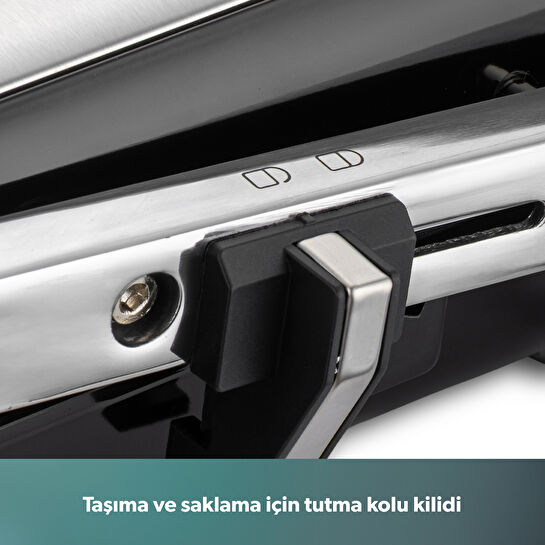 Homend Grilliant 1341H Inox Gövdeli, Döküm Plakalı, 5 Programlı, Led Ekranlı Tost ve Izgara Makinesi