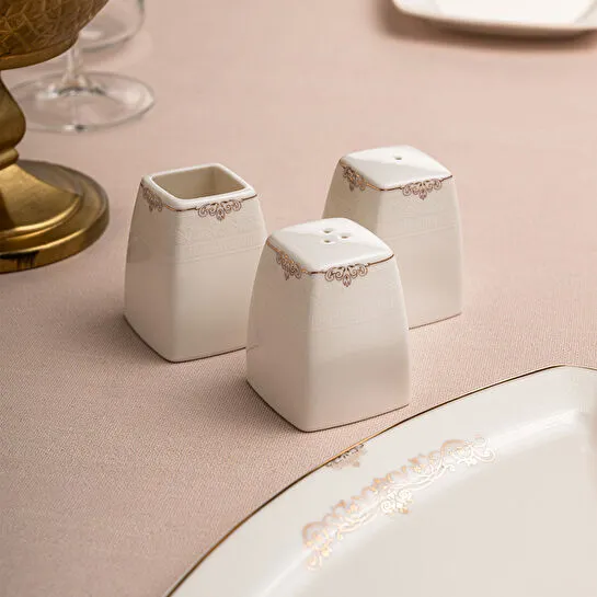 Emsan Bone Yeni Mimoza 12 Kişilik Yemek Takımı 60 Parça Yarım Kare