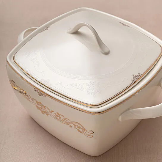 Emsan Bone Yeni Mimoza 12 Kişilik Yemek Takımı 60 Parça Yarım Kare