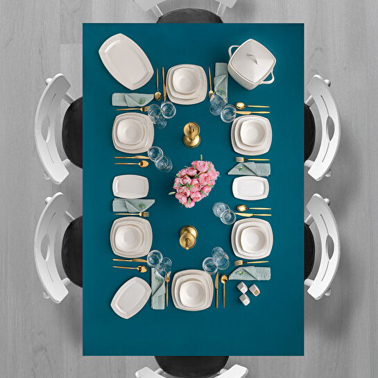 Emsan Bone Yeni Nilüfer 60 Parça 12 Kişilik Yemek Takımı Yarım Kare