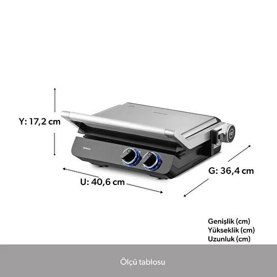 Homend Grilliant 1342H 3 in 1 Inox Gövde Çift Taraflı XL Döküm Plaka Tost ve Izgara Makinesi