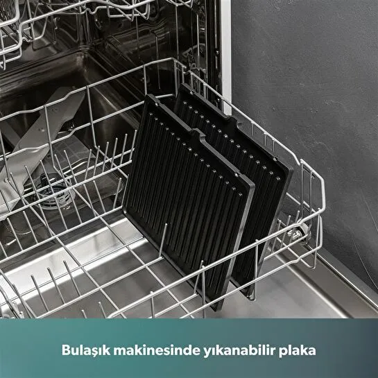 Homend Grilliant 1343H Cam Yüzeyli, 5 Hazır Programlı, Döküm Plakalı, Led Ekranlı Konuşan Tost ve Izgara Makinesi