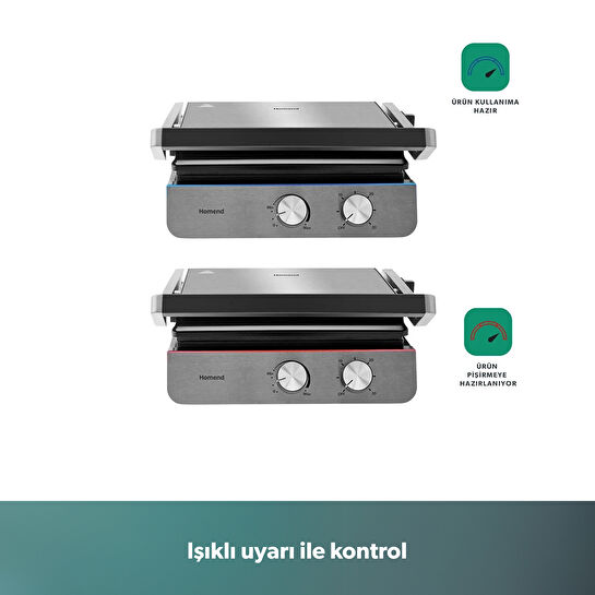 Homend Grilliant 1344H Inox Gövdeli, Döküm Plakalı Tost ve Izgara Makinesi
