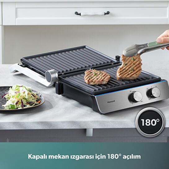 Homend Grilliant 1344H Inox Gövdeli, Döküm Plakalı Tost ve Izgara Makinesi