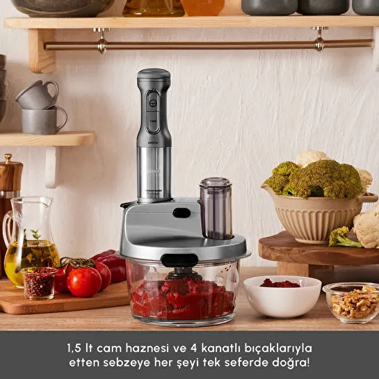 Karaca Mastermaid Prosteel Uzun Blender Ayaklı 6 Bıçaklı Cam Mutfak Robotu 2500W Galaxy Grey