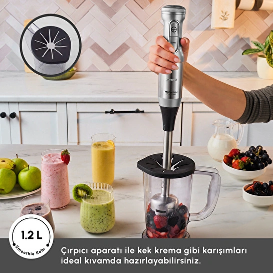 Karaca Mastermaid Prosteel Uzun Blender Ayaklı 6 Bıçaklı Cam Mutfak Robotu 2500W Galaxy Grey