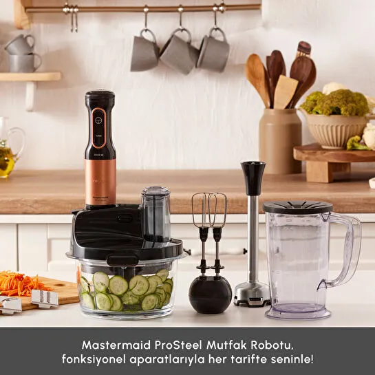 Karaca Mastermaid Prosteel Uzun Blender Ayaklı 6 Bıçaklı Cam Mutfak Robotu 2500W Black Copper