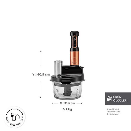 Karaca Mastermaid Prosteel Uzun Blender Ayaklı 6 Bıçaklı Cam Mutfak Robotu 2500W Black Copper