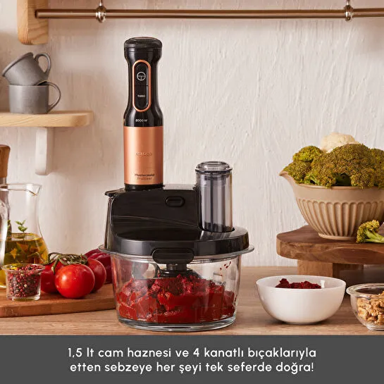 Karaca Mastermaid Prosteel Uzun Blender Ayaklı 6 Bıçaklı Cam Mutfak Robotu 2500W Black Copper