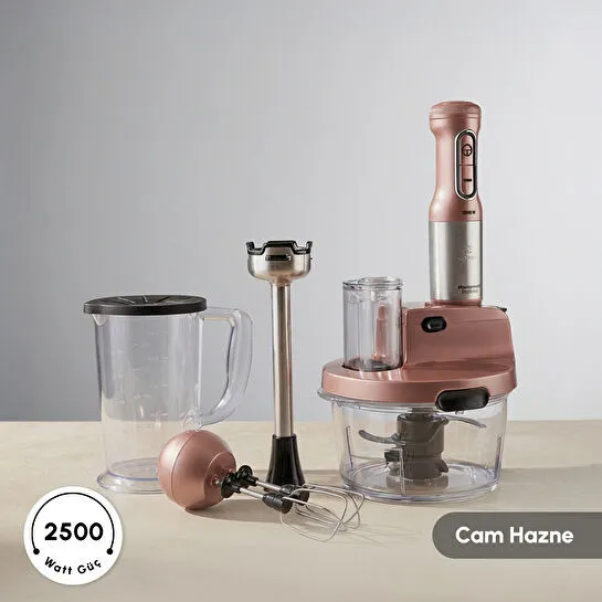 Karaca Mastermaid Prosteel Uzun Blender Ayaklı 6 Bıçaklı Cam Mutfak Robotu 2500W Rosegold