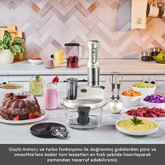 Karaca Mastermaid Prosteel 6 in 1 Uzun Blender Ayaklı 6 Bıçaklı Cam Mutfak Robotu 2500W Swiss Cream