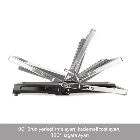 Homend Grilliant 1346H 4 Dilim Kapasiteli Gövdeli Döküm Plakalı Tost ve Izgara Makinesi Inox 2000W