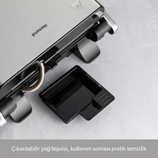 Homend Grilliant 1346H 4 Dilim Kapasiteli Gövdeli Döküm Plakalı Tost ve Izgara Makinesi Inox 2000W