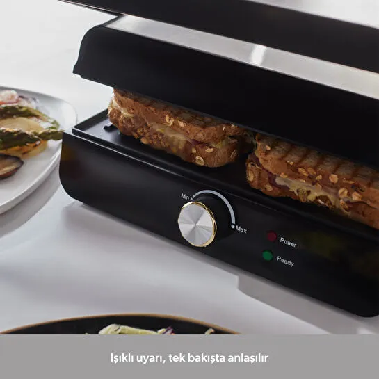 Homend Grilliant 1346H 4 Dilim Kapasiteli Gövdeli Döküm Plakalı Tost ve Izgara Makinesi Inox 2000W