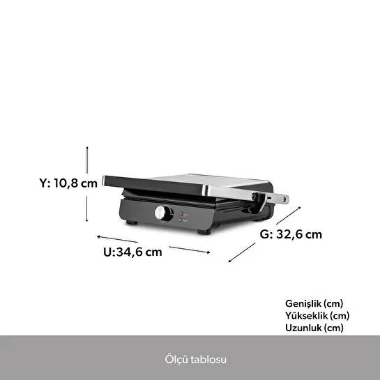 Homend Grilliant 1346H 4 Dilim Kapasiteli Gövdeli Döküm Plakalı Tost ve Izgara Makinesi Inox 2000W
