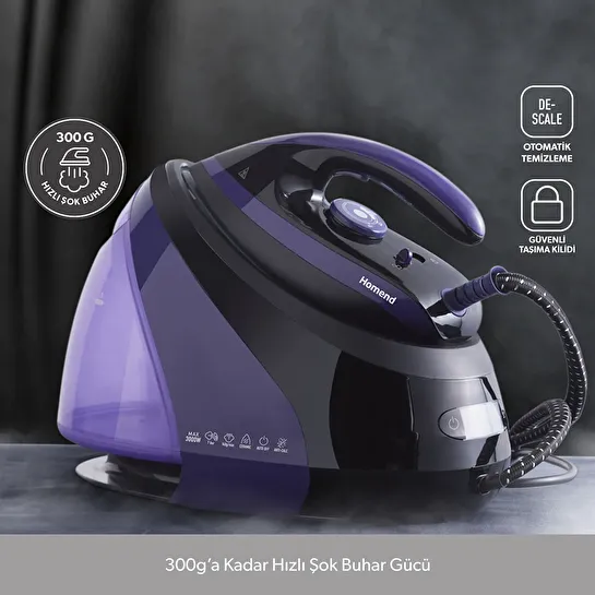 Homend Jetsteam 1173h Buhar Kazanlı Ütü Mor Siyah