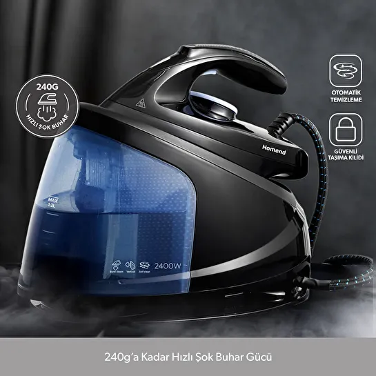 Homend Steamwork 1169H Buhar Kazanlı Ütü Siyah Mavi