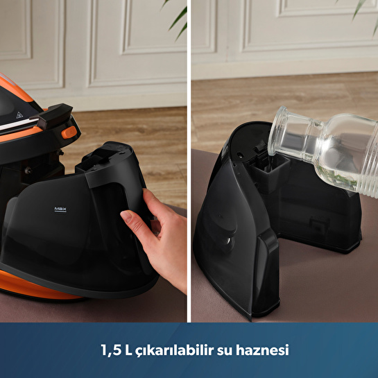 Homend Jetsteam 1174H Otomatik Sıcaklık Ayarlı Buhar Kazanlı Ütü Siyah Turuncu