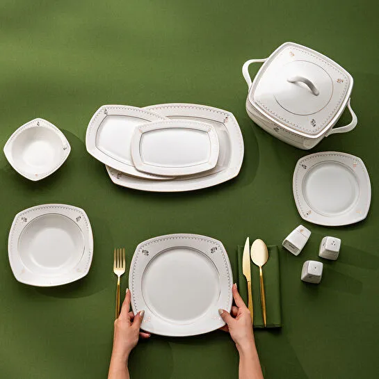 Emsan Belinda 60 Parça Yarım Kare 12 Kişilik Yemek Takımı