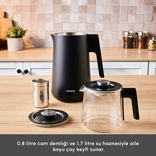 Karaca Cool Touch 1502 Çift Cidarlı Dijital Ekran Çay Makinesi Black