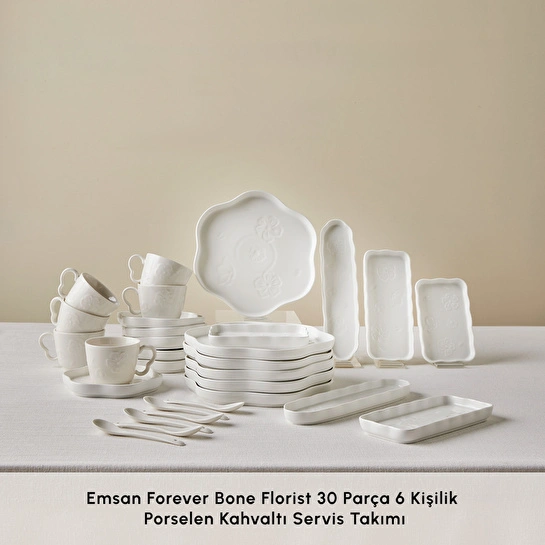 Emsan Florist 30 Parça 6 Kişilik Porselen Kahvaltı Takımı