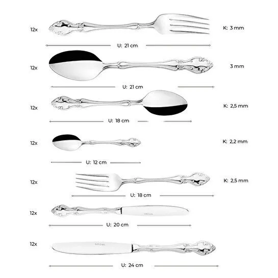 Emsan Royal 84 Parça 12 Kişilik Çatal Kaşık Bıçak Takımı Lüks Kutulu