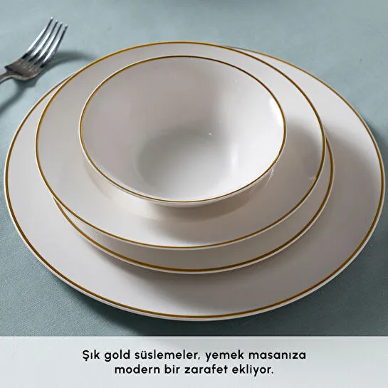 Karaca Elegance Bone Rebeca 24 Parça 6 Kişilik Yemek Takımı Gold